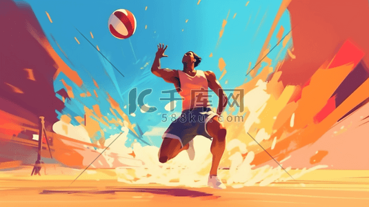 体育运动排球运动员动感插画