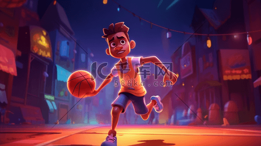 体育运动打篮球的人物插画