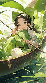 插画端午节小女孩