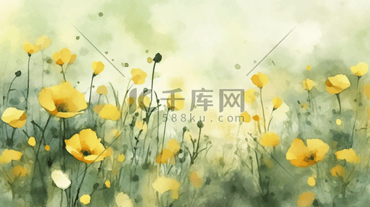 春节底纹插画图片_水彩花朵水粉花朵