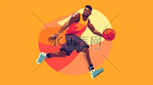 篮球比赛运动员插画图片_篮球动感运动员插画