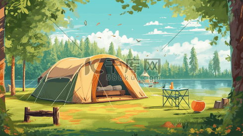 夏季野餐夏令营帐篷露营
