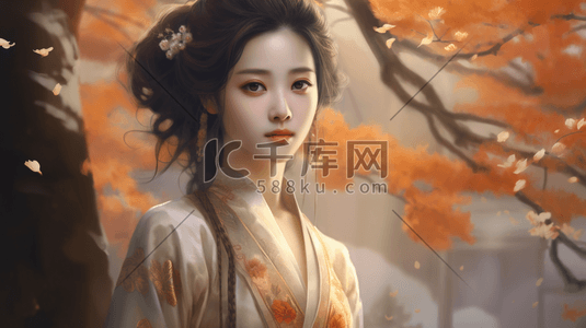 中国风古风人物美女插画图片_中国风古风人物美女场景插画