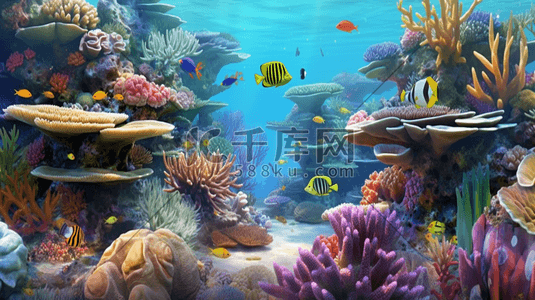 海底世界珊瑚插画图片_海底世界珊瑚插画