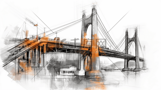 大型板材加工插画图片_现代大型桥梁建筑设计