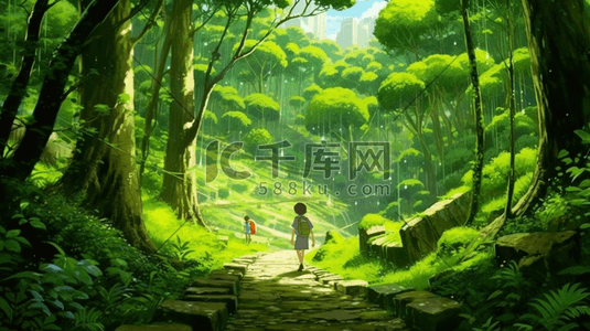 绿色夏季小清新自然风景