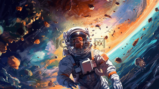 手表手表插画图片_宇航员太空火箭星球科普