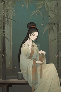 诗词插画图片_中国风诗词里的古代仕女