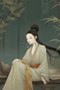 中国古代仕女插画图片_中国风诗词里的古代仕女