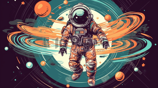 科技感icon3d插画图片_3D星球宇航员插画