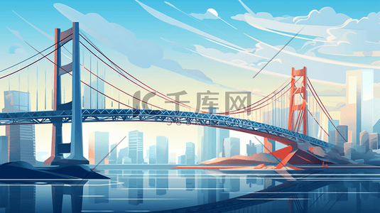 施工动效gif插画图片_现代大型桥梁建筑设计
