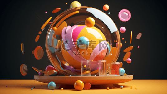 c4d插画图片_多彩球体C4D