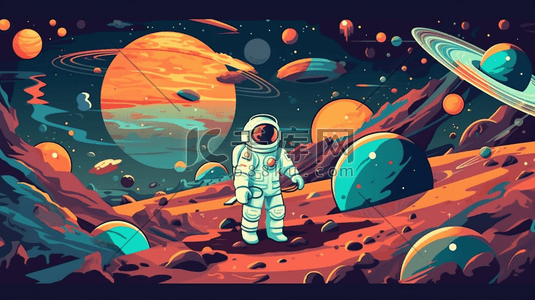 科技感icon3d插画图片_3D星球宇航员插画