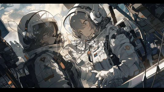 科技感宇航员数字艺术插画