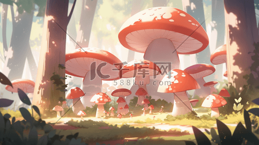 渲染建模插画图片_3D建模蘑菇插画