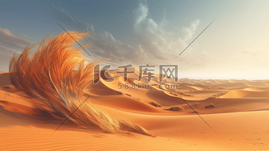 风吹gif插画图片_风吹的沙漠数字绘图
