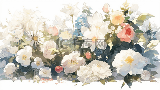 自然数字艺术插画图片_手绘水彩花卉玫瑰数字艺术插画
