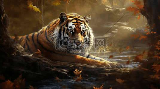 老虎的精神艺术绘画
