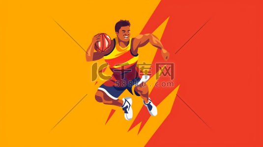 篮球比赛插画图片_体育运动篮球动感运动员插画