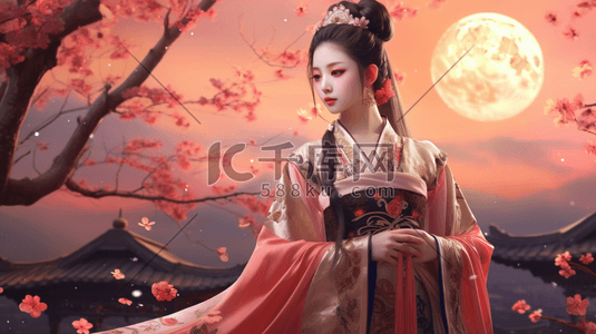 不同角色插画图片_中国风古风人物角色美女数字艺术