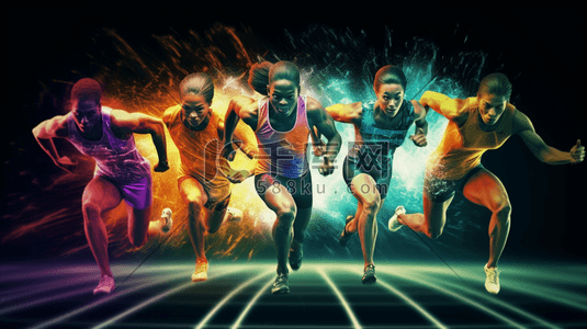 小兔赛跑插画图片_体育运动奥运会田径赛跑偏写实插画