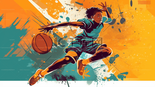 篮球比赛运动员插画图片_体育运动篮球动感运动员插画