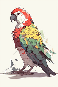 鸟类面具插画图片_手绘水彩鹦鹉鸟类插画