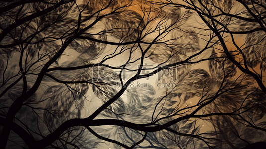 (棕色)插画图片_棕色和黑色树枝
