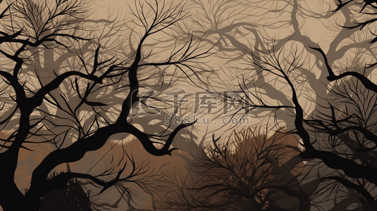 (棕色)插画图片_棕色和黑色树枝