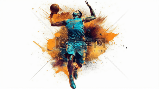 彩色体育篮球运动插画