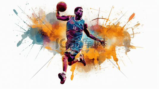 国家体育场插画图片_彩色体育篮球运动插画