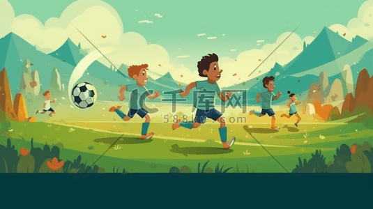 看董足球插画图片_体育运动足球对抗插画
