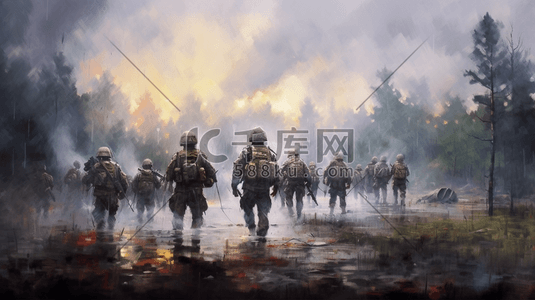 国家军队插画图片_现代战争背景的游戏