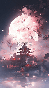 中秋节中插画图片_中国风国潮唯美月夜