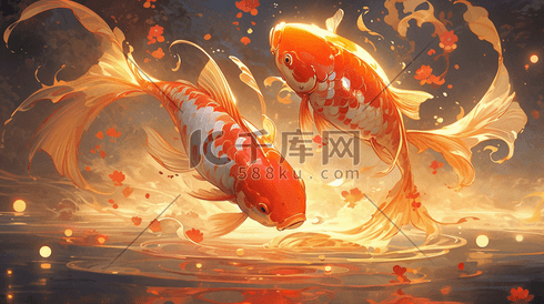 中国风国潮红色锦鲤