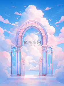 空间立体场景插画图片_粉彩梦幻立体空间大场景