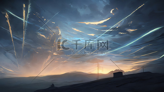 星级品质插画图片_手绘夜晚天空风景唯美插画壁纸高品质8K