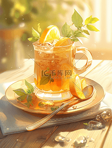 蜂蜜主图1插画图片_夏天蜂蜜柠檬饮料