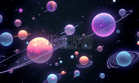 紫色梦幻星球插画航空航天