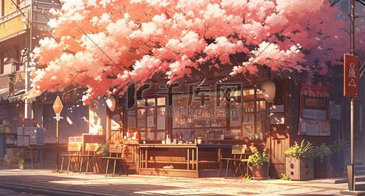 樱花盛开的美丽街道