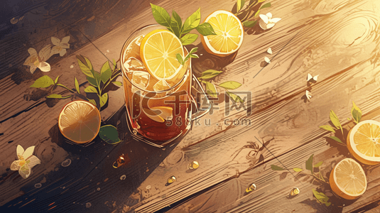 蜂蜜插画图片_夏天蜂蜜柠檬饮料