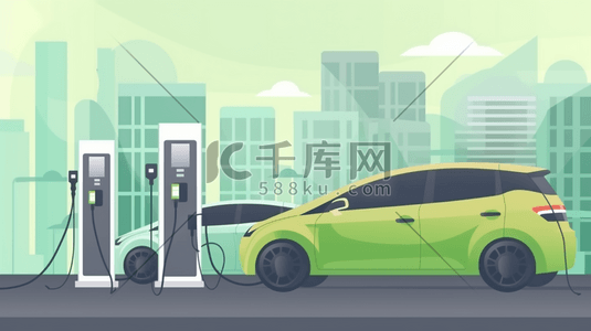 环保清洁插画图片_电动汽车清洁能源