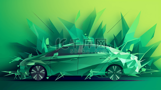 汽车绿色出行插画图片_新能源汽车绿色低碳