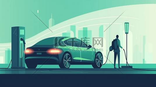 充电桩插画图片_新能源汽车绿色低碳