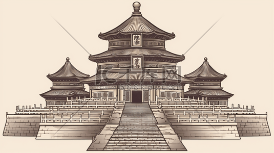 北京天插画图片_中国北京天坛天地坛