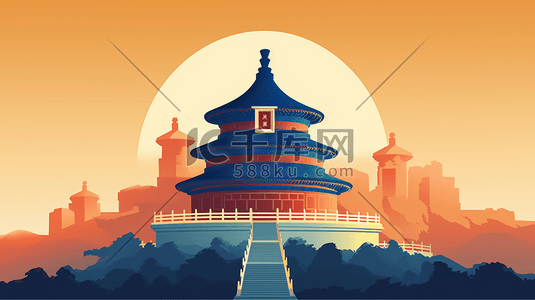 皇帝大船插画图片_中国北京天坛天地坛