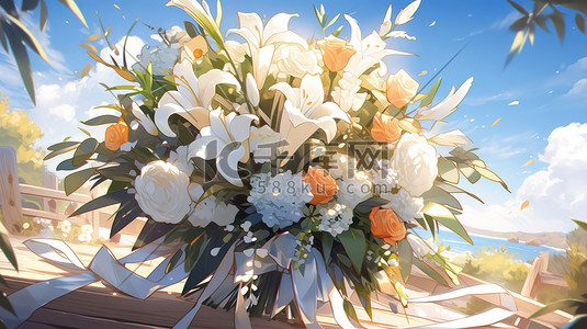 草坪上婚礼的花束花朵4