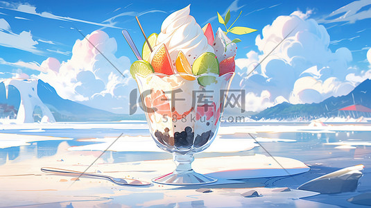 夏天美食甜品美味冰淇淋插画9