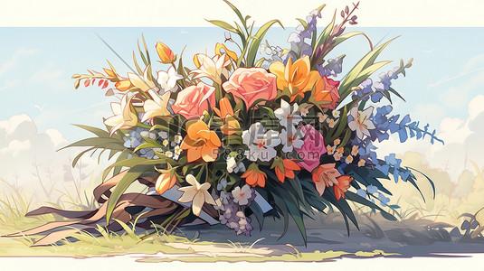 草坪上婚礼的花束花朵14