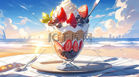 夏天美食甜品美味冰淇淋插画13